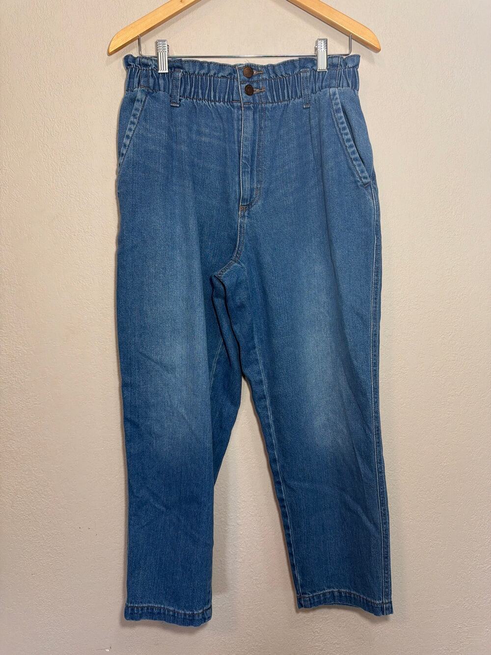 Universal Thread High-Waist paper bag waist jeans medium wash blue denim SZ 10